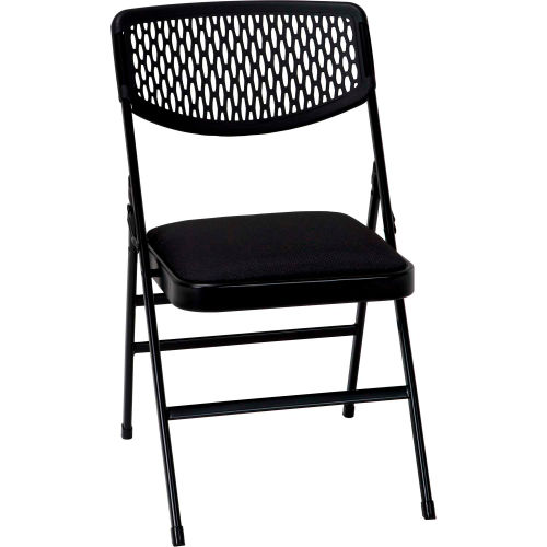 Bridgeport&#8482; Ultra Comfort Commercial Fabric and Resin Mesh Folding Chair - Black, Pack of 4