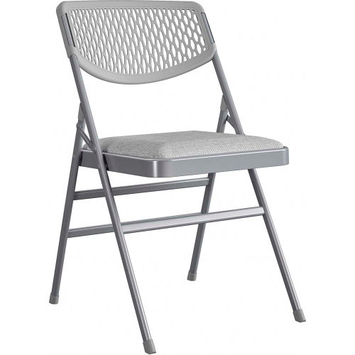 Bridgeport™ Ultra Comfort Commercial Fabric and Resin Mesh Folding Chair - Gray, Pack of 4