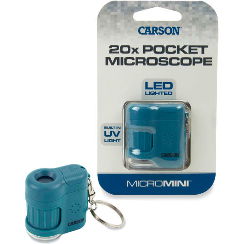 Carson&#174; MicroMini 20x LED and UV Lighted Pocket Microscope - Blue - Pkg Qty 3