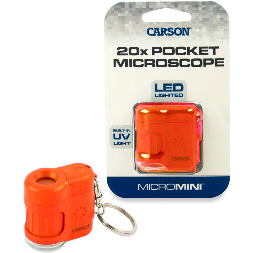 Carson® MicroMini 20x LED and UV Lighted Pocket Microscope - Orange - Pkg Qty 3