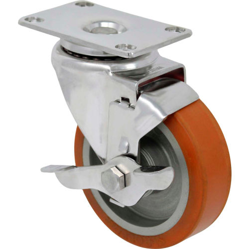 Durable Superior Casters Swivel Top Plate Caster - 4"Dia. Sterolizer with Top Lock with Alum Core