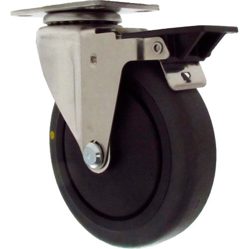 Durable Superior Casters Swivel Top Plate Caster - 3&quot;Dia. Conduct Thermo Rubber with Tech Lock