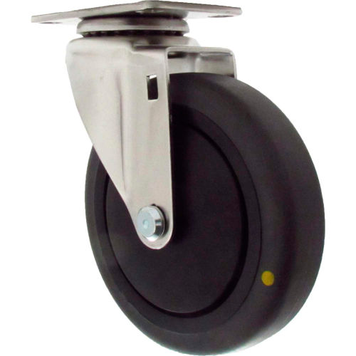 Durable Superior Casters Swivel Top Plate Caster - 4&quot;Dia. Conductive Thermo Rubber with No Brk