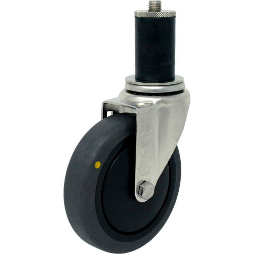 Durable Superior Casters Swivel Expansion Stem Caster - 4&quot;Dia. Cond Thermo Rbbr, Precision Bearings