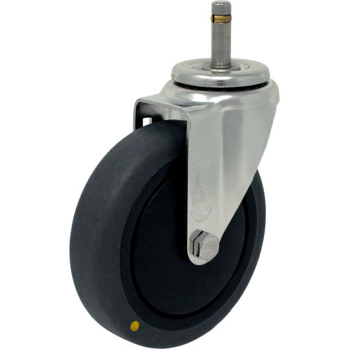 Durable Superior Casters Swivel Stem Caster - 4"Dia. Cond. Thermo Rubber w/ 1-3/8"H Stem & Grip Ring