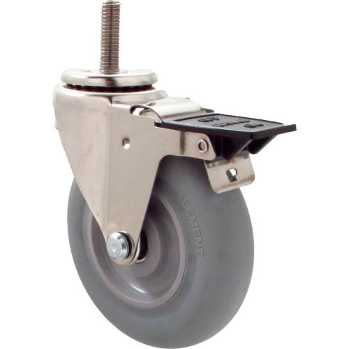 Durable Superior Casters Swivel Stem Caster - 3"Dia. Element with Tech Lock Brk, 1-1/2"H Stem