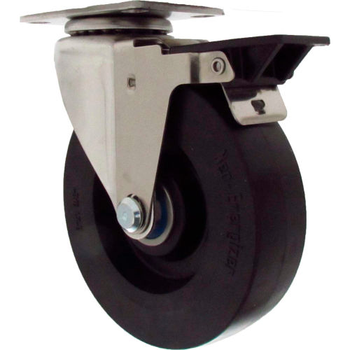 Durable Superior Casters Swivel Top Plate Caster - 5"Dia. Neo-Energizer with Tech Lock