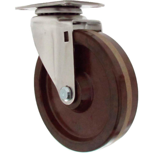 Durable Superior Casters Swivel Top Plate Caster - 4&quot;Dia. High Temp Phenolic with No Brake