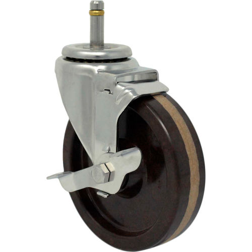 Durable Superior Casters Swivel Stem Caster - 5&quot;Dia. High Temp Phenolic with Tech Lock, 1-3/8&quot;H Stem