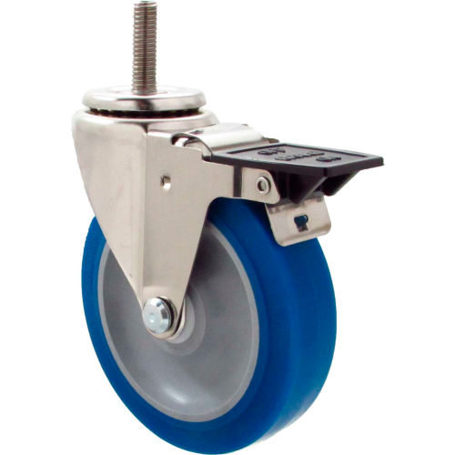 Durable Superior Casters Swivel Stem Caster - 5"Dia. Nomadic, Threaded with Tech Lock, 1-1/2"H Stem