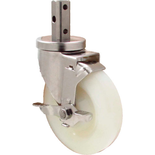 Durable Superior Casters Swivel Stem Caster - 5"Dia. Nylon, Bore with Top Lock, 2"H Stem