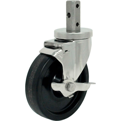 Durable Superior Casters Swivel Stem Caster - 3"Dia. Phenolic with Tech Lock Brk, 2"H Stem