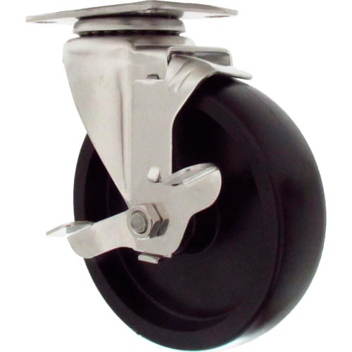 Durable Superior Casters Swivel Top Plate Caster - 3"Dia. with Top Lock Brake - 250 Lb. Cap.