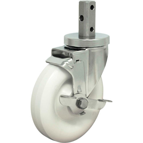 Durable Superior Casters Swivel Stem Caster - 4"Dia. Poly with Tech Lock, 2"H Stem, 350 Cap Lbs