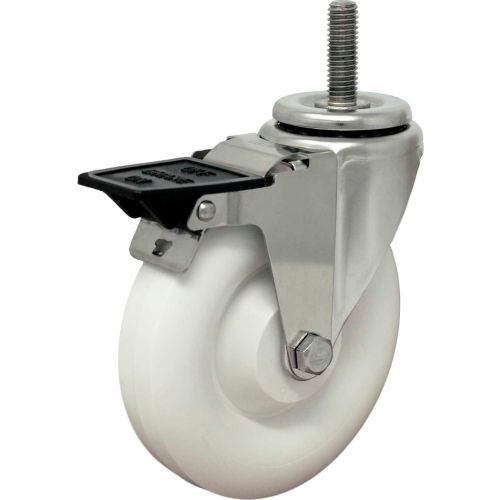 Durable Superior Casters Swivel Stem Caster - 5"Dia. Poly with Top Lock, 1-1/2"H Stem - 375 Lb. Cap.