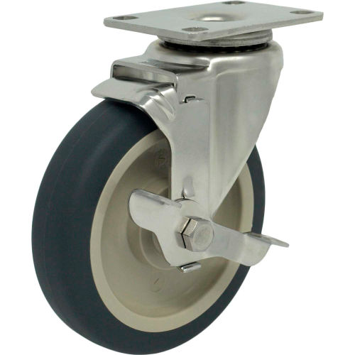 Durable Superior Casters Swivel Top Plate Caster - 3"Dia. Poly-Pro with Tech Lock