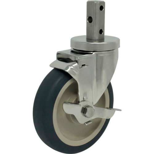 Durable Superior Casters Swivel Stem Caster - 3&quot;Dia. Poly-Pro with Tech Lock Brk, 2&quot;H Stem