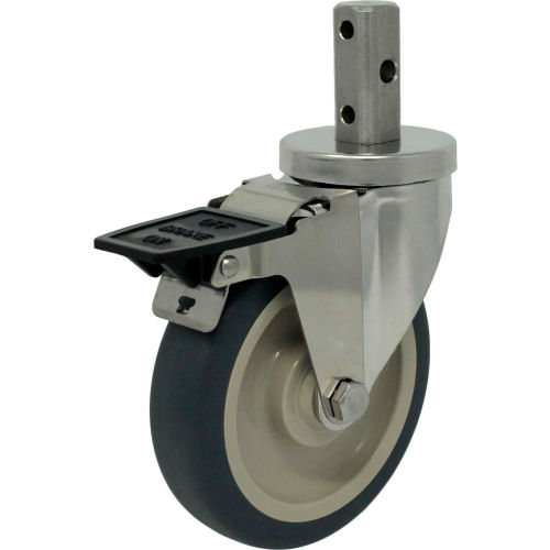 Durable Superior Casters Swivel Stem Caster - 3&quot;Dia. Poly-Pro with Top Lock Brake, 2&quot;H Stem