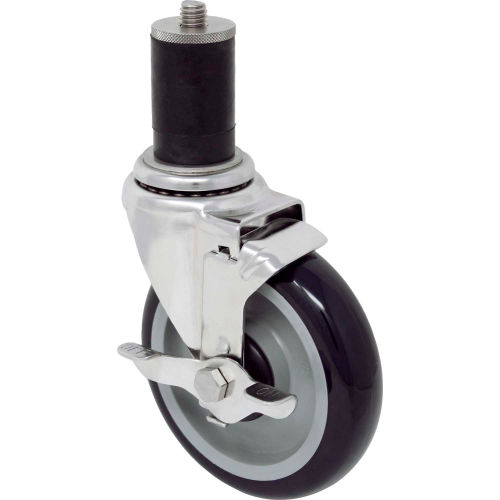 Durable Superior Casters Expansion Stem Caster - 4"Dia. Poly-Pro, Precision Bearing, Top Lk Brk