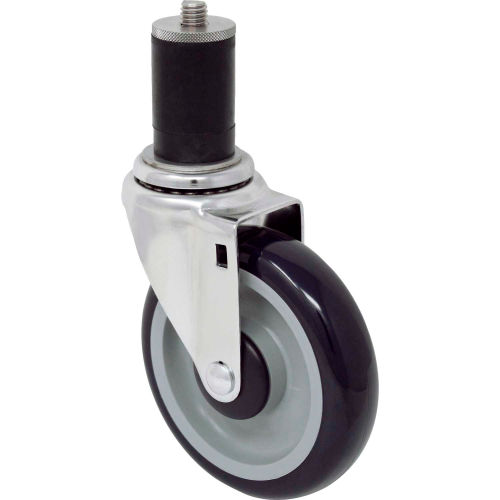 Durable Superior Casters Swivel Expansion Stem Caster - 4"Dia. Poly-Pro, Precision Bearing
