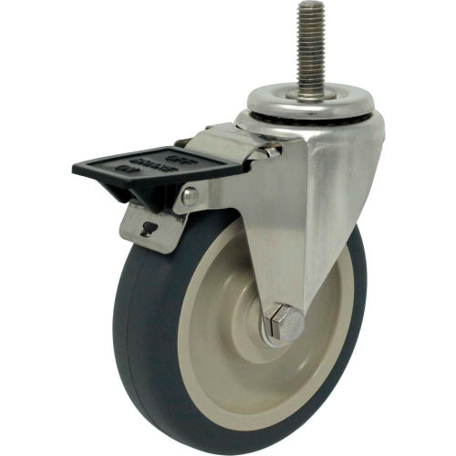 Durable Superior Casters Swivel Stem Caster - 4&quot;Dia. Poly-Pro, Bore with Top Lock, 1-1/2&quot;H Stem
