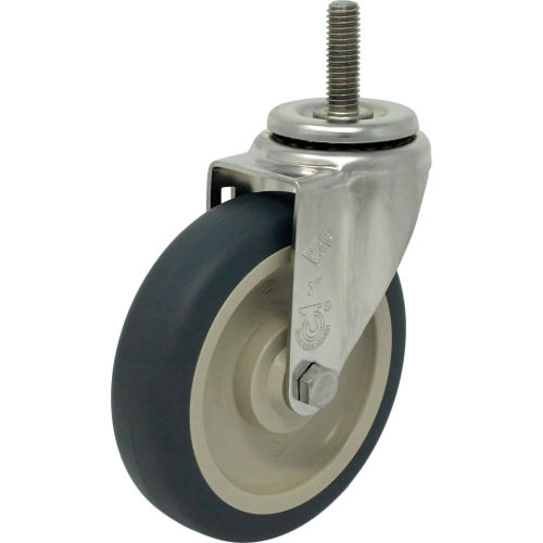 Durable Superior Casters Swivel Stem Caster - 5"Dia. Poly-Pro, Bearing with 1-1/2"H Stem