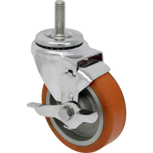 Durable Superior Casters Swivel Stem Caster - 4"Dia. Sterolizer, Bore with Top Lock, 1-1/2"H Stem