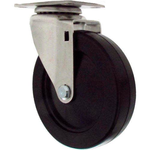 Durable Superior Casters Swivel Top Plate Caster - 3&quot;Dia. Soft Rubber Soft Tread with Top Lock