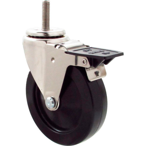 Durable Superior Casters Swivel Stem Caster - 3"Dia. Soft Rubber/Tread with Tech Lock, 1-1/2"H Stem