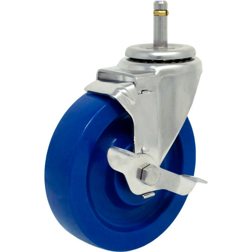 Durable Superior Casters Swivel Stem Caster - 3"Dia. Duralastomer with Tech Lock Brk, 1-3/8"H Stem