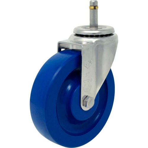 Durable Superior Casters Swivel Stem Caster - 5"Dia. Duralastomer, Bore with 1-3/8"H Stem