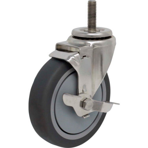 Durable Superior Casters Swivel Stem Caster - 3"Dia. Thermo-Pro with Tech Lock Brk, 1-1/2"H Stem