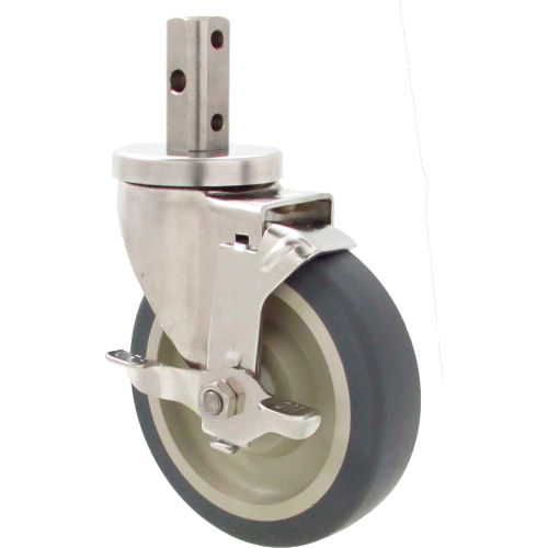 Durable Superior Casters Swivel Stem Caster - 3&quot;Dia. Thermo-Pro, Bore with Top Lock Brake, 2&quot;H Stem