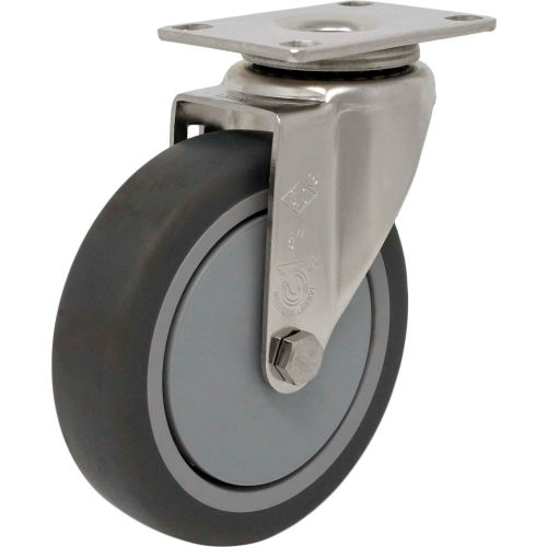 Durable Superior Casters Swivel Top Plate Caster - 5&quot;Dia. No Brake with Precision Bearings