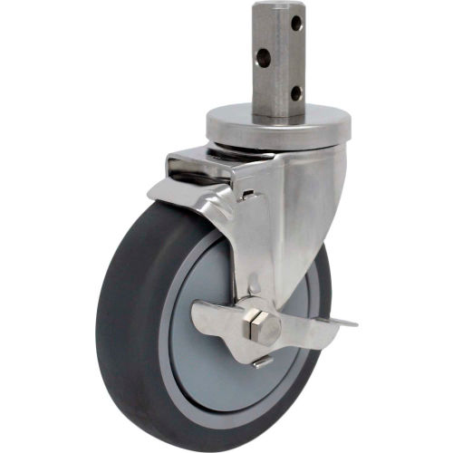 Durable Superior Casters Swivel Stem Caster - 5"Dia. Thermo-Pro, Bearing with Tech Lock, 2"H Stem