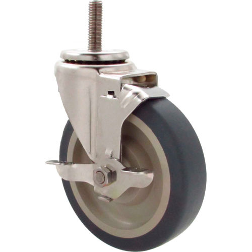 Durable Superior Casters Swivel Stem Caster - 5"Dia. Thermo-Pro, Bore with Top Lock, 1-1/2"H Stem