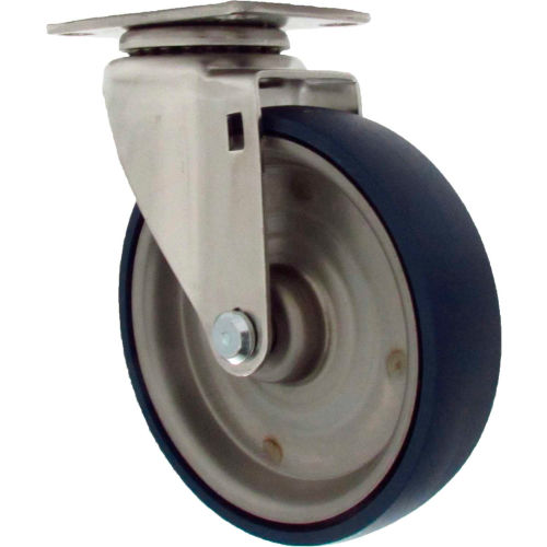 Durable Superior Casters Swivel Top Plate Caster - 4&quot;Dia. Stainless Disc with No Brake