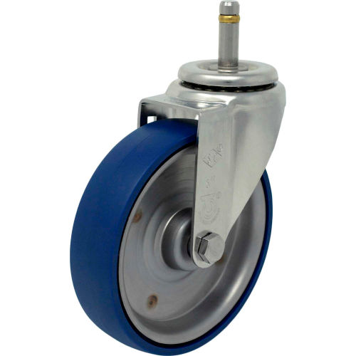 Durable Superior Casters Swivel Stem Caster - 5&quot;Dia. Stainless Disc, Bearing with 1-3/8&quot;H Stem