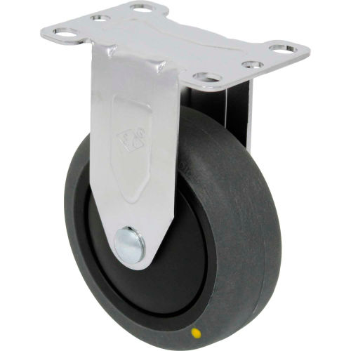 Durable Superior Casters Rigid Top Plate Caster - 4"Dia. Conductive Thermo Rubber with No Brk