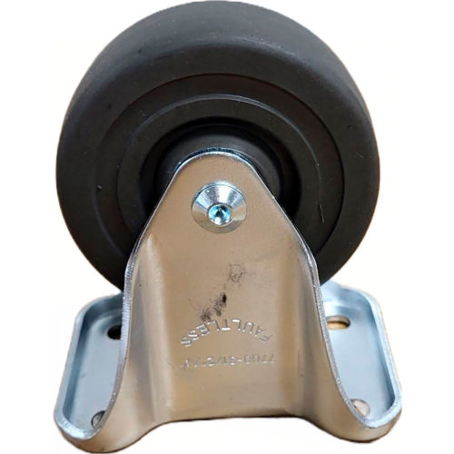 Medium Duty Rigid Plate Caster 3-1/2" Hard Rubber Wheel 275 Lb. Capacity