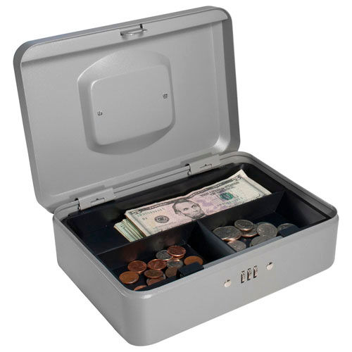 Barska Cash Box With Combination Lock CB11786 10" x 7-1/16" x 3-9/16" Gray