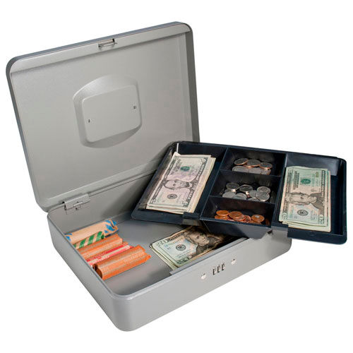 Barska Cash Box With Combination Lock CB11788 12" x 9-7/16" x 3-9/16" Gray