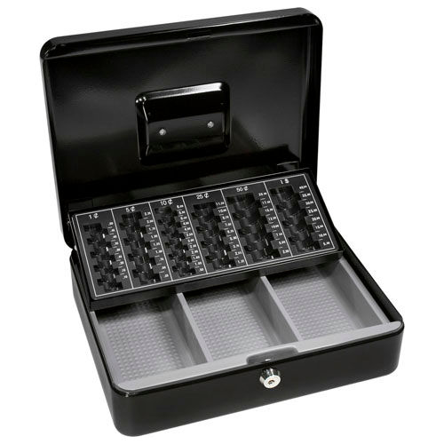 Barska Cash Box With Tray With Keyed Lock CB11790 12" x 9-7/16" x 3-9/16" Black