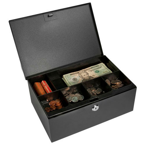 Barska Cash Box With Tray With Keyed Lock CB11792 11-1/2" x 7-3/4" x 4-3/8" Dark Gray