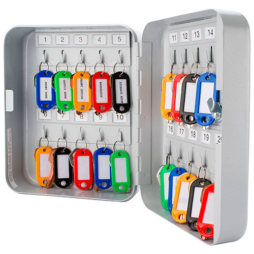 Barska Key Lock Box With Keyed Lock CB12482 - 20 Key Cap. 6-1/4" x 3" x 8" Gray