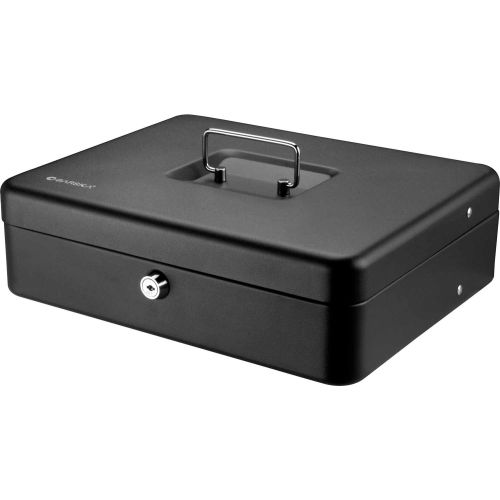 Barska CB13054 Register Style Cash Box w/ Key Lock 11-3/4"W x 9-1/4"D x 3-1/2"H, Black, Aluminum