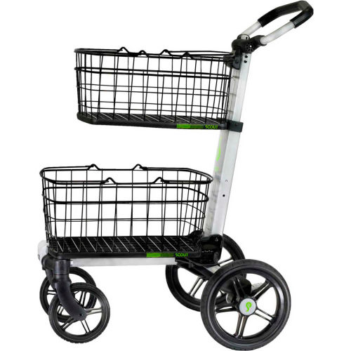 Scout Cart™ All-Purpose Folding Cart with Removable Baskets and Cargo Tray Silver