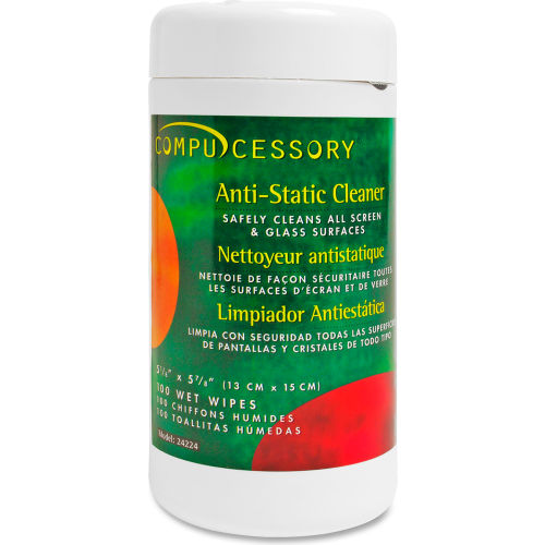 Compucessory Anti-Static Cleaning Wipes, 100/Pack