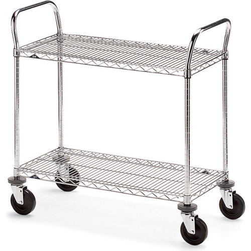Metro® Wire Cart w/2 Shelves, 800 lb. Capacity, 60"L x 18"W x 39-1/2"H