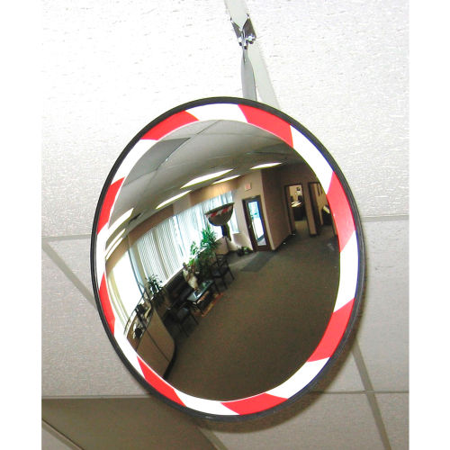 Round Acrylic Convex Mirror W/Red & White Border, Outdoor, 26&quot; Dia., 160&#176; Viewing Angle